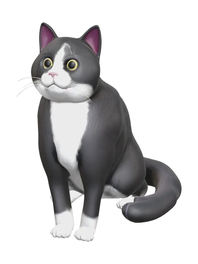 Modello 3D Low-Poly Cat Reference - Catmodel, generato dall’IA