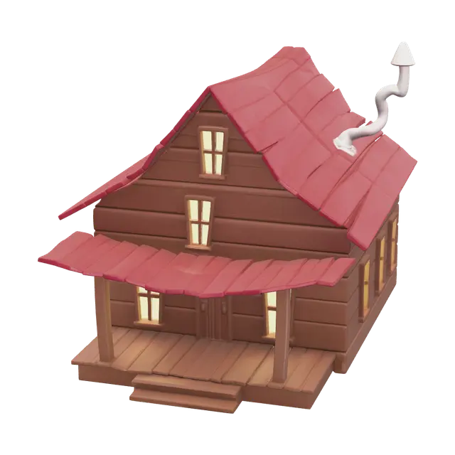 Weathered Courage The Cowardly Dog House 3D model, vytvořený pomocí AI