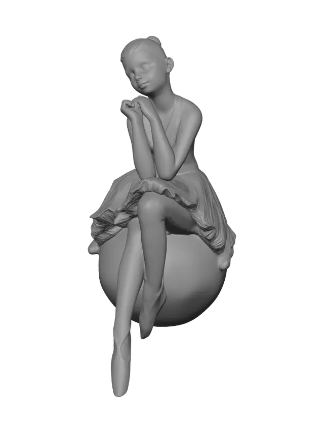 3D model for Golden Seated Ballerina Statue