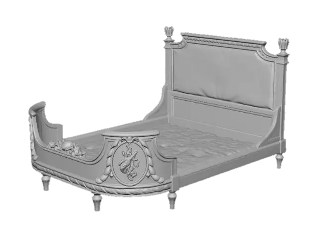 3D model for Antique Floral Upholstered Sleigh Bed