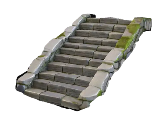 A straight flight of stone stairs made from large, rectangular stone slabs with… - Pathway 3D model, vytvořený pomocí AI