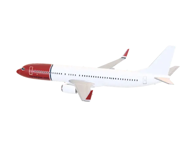 Boeing 737-800 Norwegian - Livery 3D model, vytvořený pomocí AI
