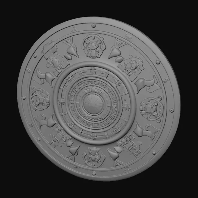 3D model for Ancient disk with symmetrical engravings of arcane origin