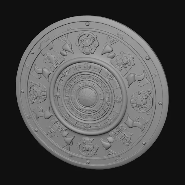 3D model for Ancient disk with symmetrical engravings of arcane origin