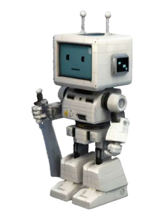 Design a 110mm-tall robot with a voxelated (3D pixel) aesthetic. Use cube-based… - Joystick 3D model, vytvořený pomocí AI