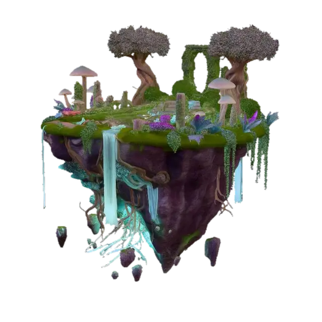 floating island - Cloud 3D model, vytvořený pomocí AI