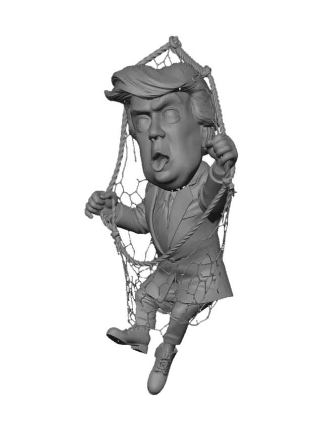 3D model for donald trump caught in a fishermans net