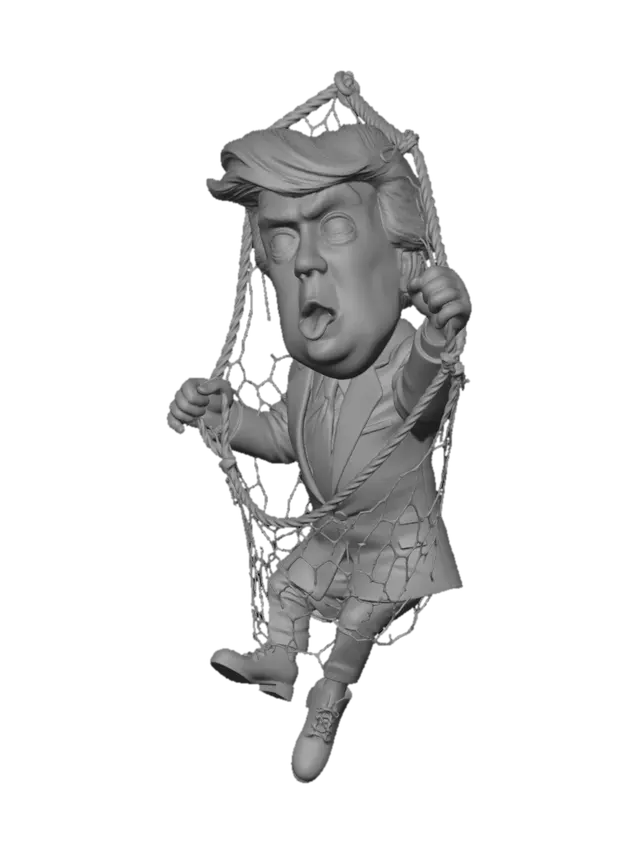 3D model for donald trump caught in a fishermans net