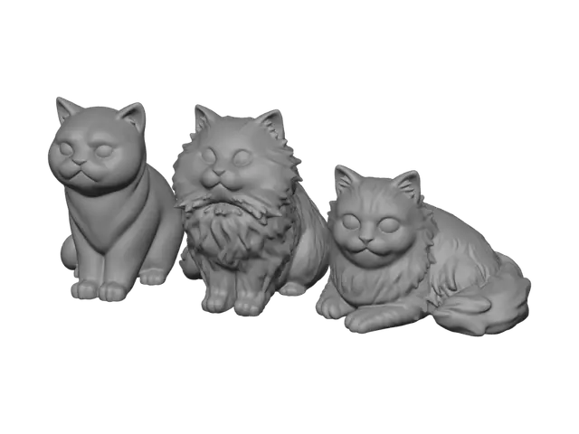 3D model for Three Plush Cats
