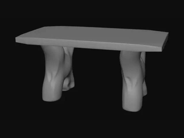 3D model for 28 cm lenght 25 cm width 15 cm height  rectangle table with banyan tree trunk  style legs 
Table top should have locking mechanism i have 3d print 22cm bed so its should print in 2 parts aand that have interlocking mechanism