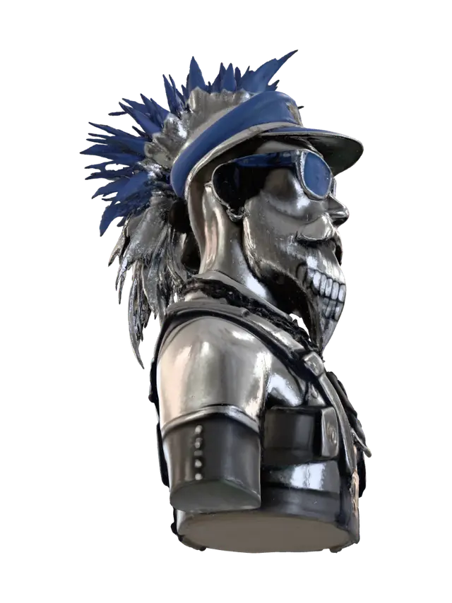 make a metal head that is also a cop - Police 3D model, vytvořený pomocí AI