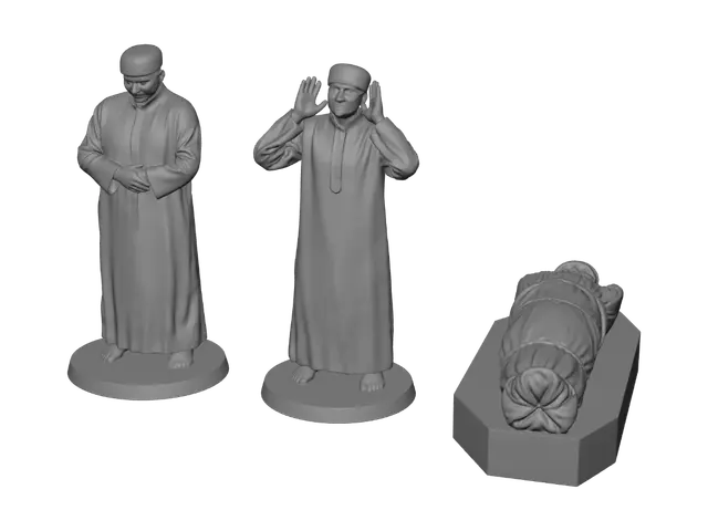 3D model for Funeral Scene: Praying Men and Wrapped Deceased Body