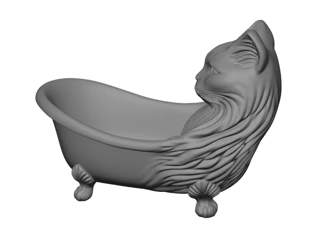 3D model for White Cat in a Bathtub