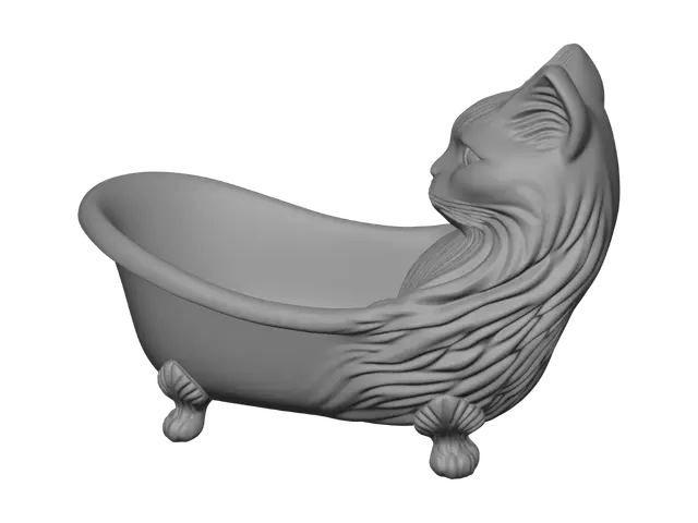 3D model for White Cat in a Bathtub