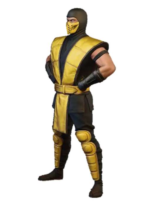 Mortal Kombat Scorpion 3D model, vytvořený pomocí AI