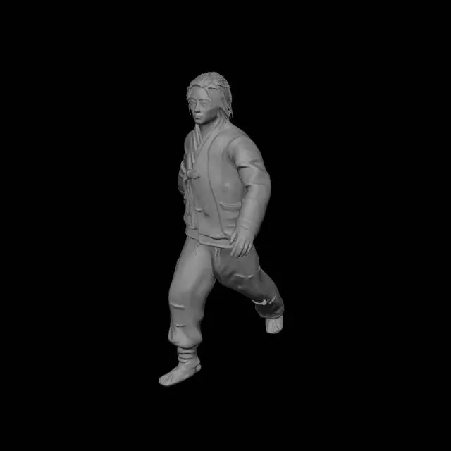 3D model for 조선시대의 좀비,흰색배경,두루마기 안입음.