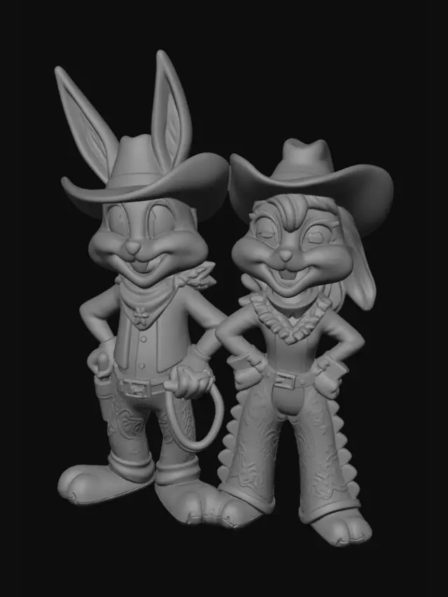 3D model for Cowboy Bunny and Cowgirl Bunny