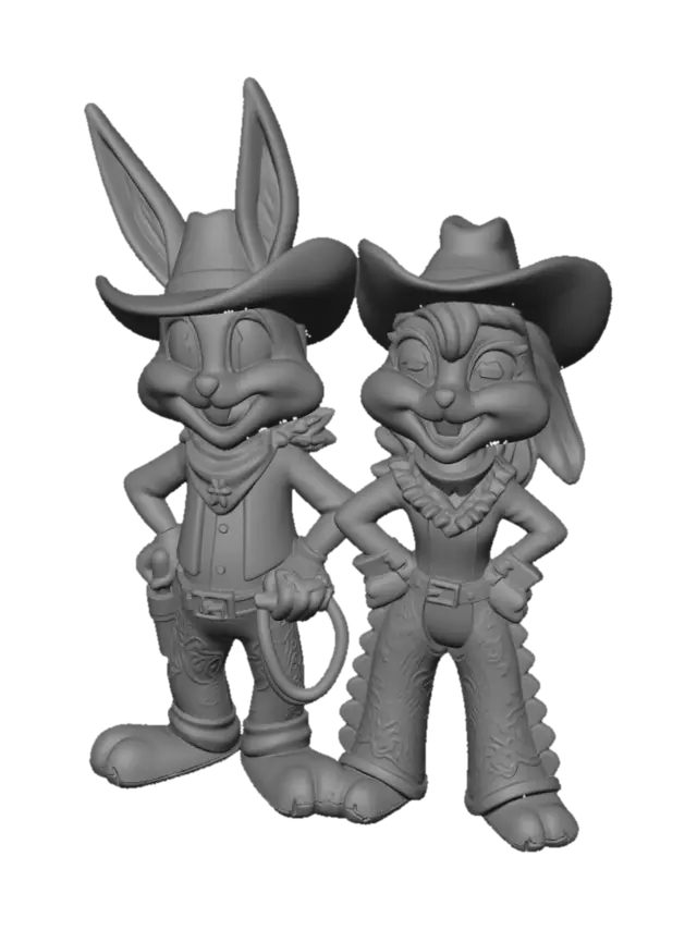 3D model for Cowboy Bunny and Cowgirl Bunny