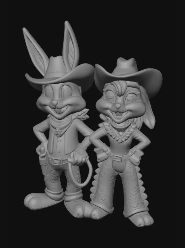 3D model for Cowboy Bunny and Cowgirl Bunny