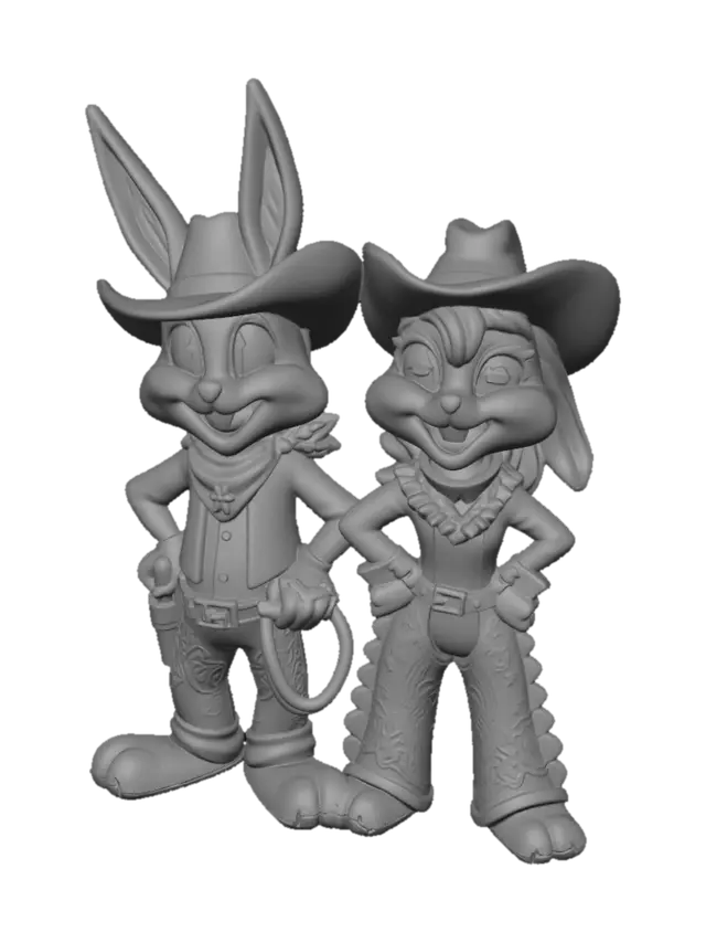 3D model for Cowboy Bunny and Cowgirl Bunny