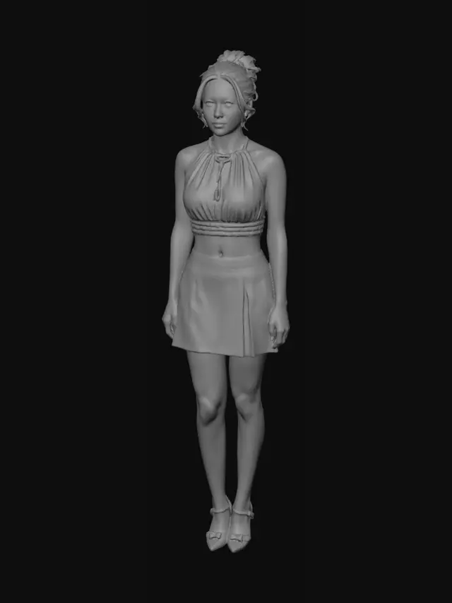 3D model for Azure Halter Crop Top and Pleated Mini Skirt