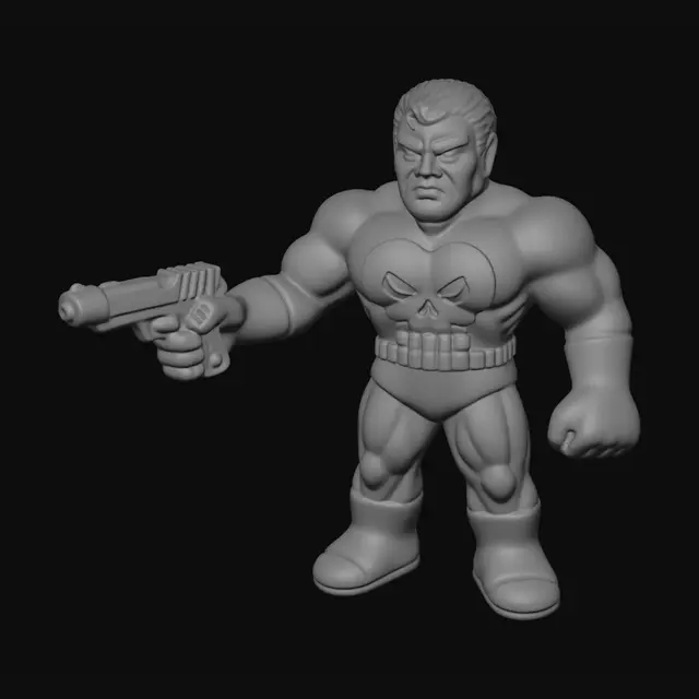 3D model for the punisher with a pistol in his right hand