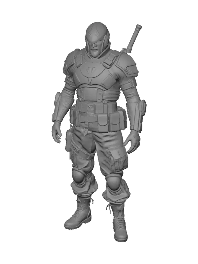 3D model for Can u make the chestplate have the helldiver slogo and give him clothes