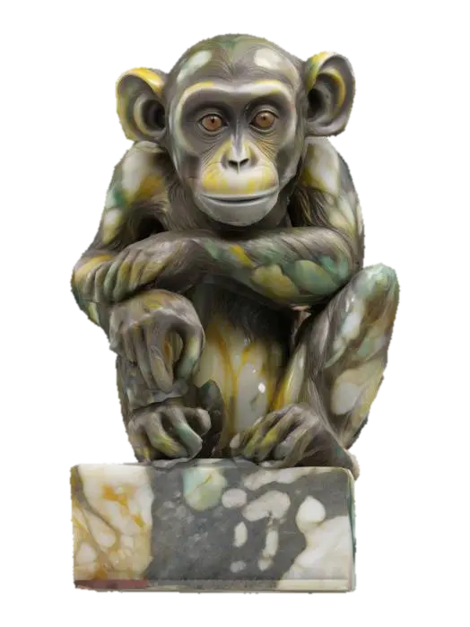 Contemplative Simian Imprint 3D model, vytvořený pomocí AI