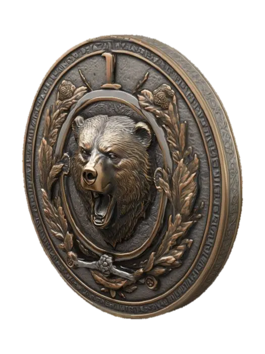 Bear Emblem Coin, #emblem# - Currency 3D model, vytvořený pomocí AI