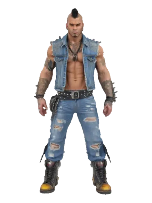 Modello 3D Punk Warrior - Mohawk, generato dall’IA