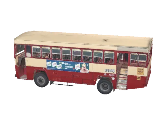 3D model for Red and Cream Bus in India