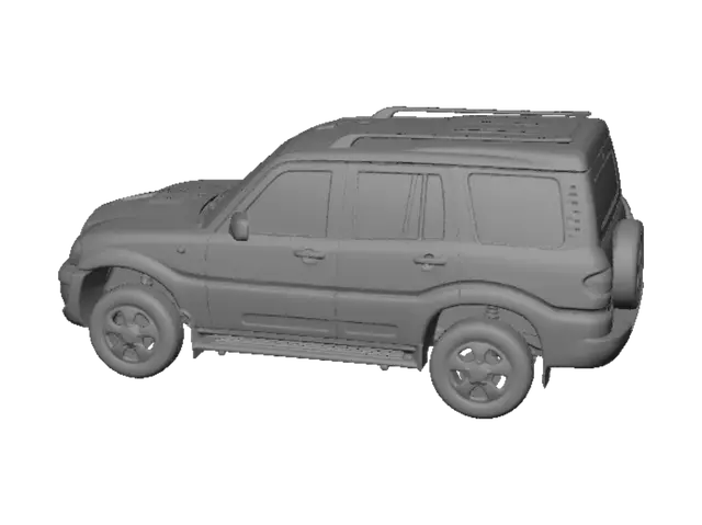 3D model for Black Mahindra SUV in Parking Lot