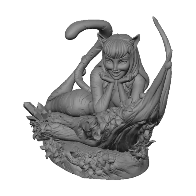 3D model for Azure Catgirl on a Tree Branch
