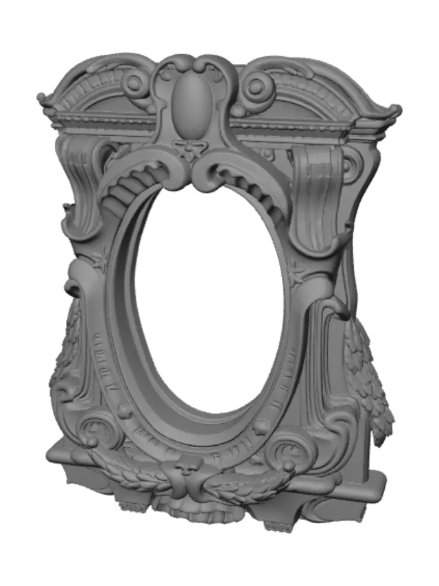 3D model for Rococo Cartouche Frame with Oval Center