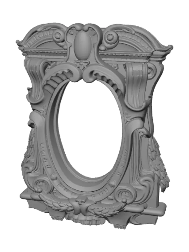3D model for Rococo Cartouche Frame with Oval Center