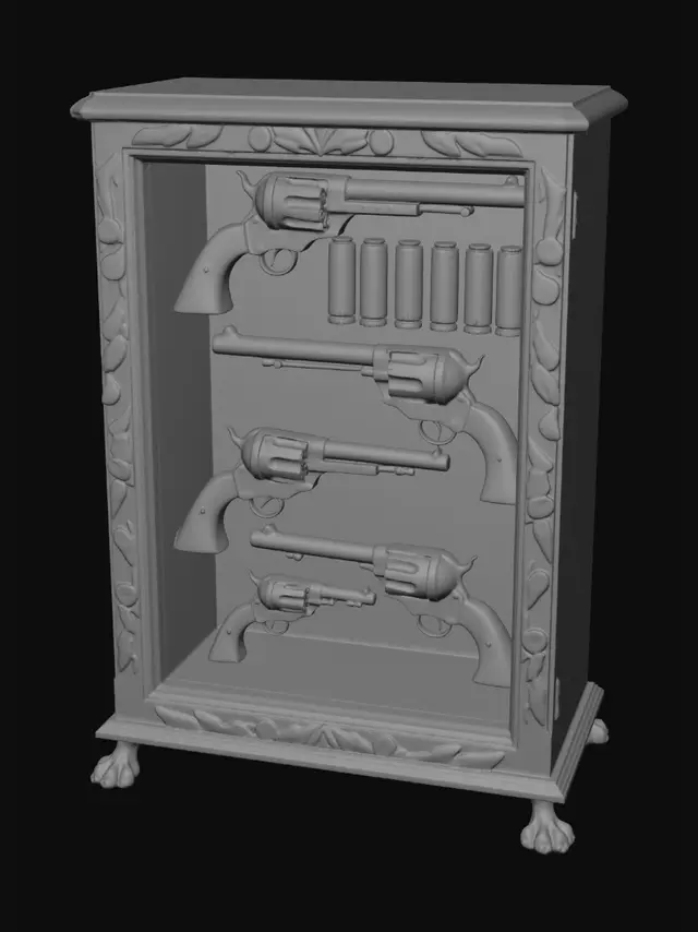 3D model for Antique Revolver Display Cabinet