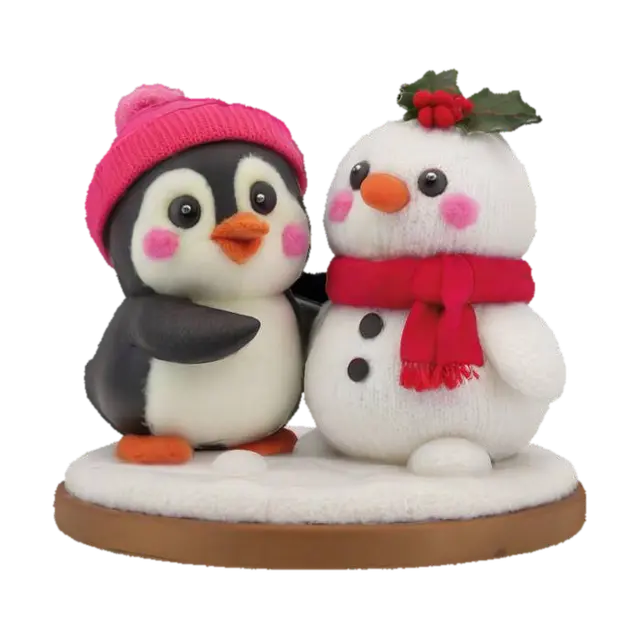 [Antarctica] Lil Penguin Building a Snow Friend , #AroundTheWorld# 3D model, vytvořený pomocí AI