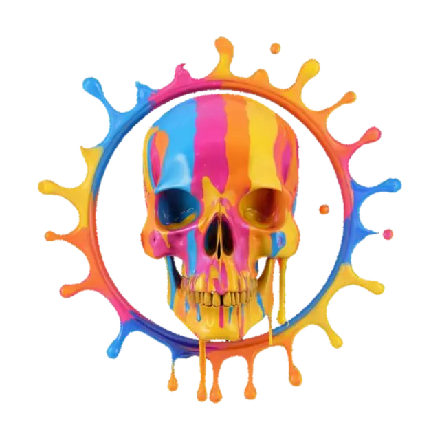 Paint Splash Skull Emblem , #emblem# 3D model, vytvořený pomocí AI