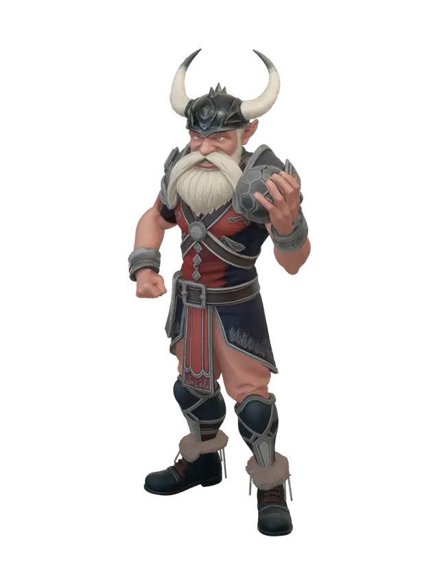 create a fantasy soccer mascot for team Norway. Let it embody their fighting spirit and…-3D-modell, genererad av AI