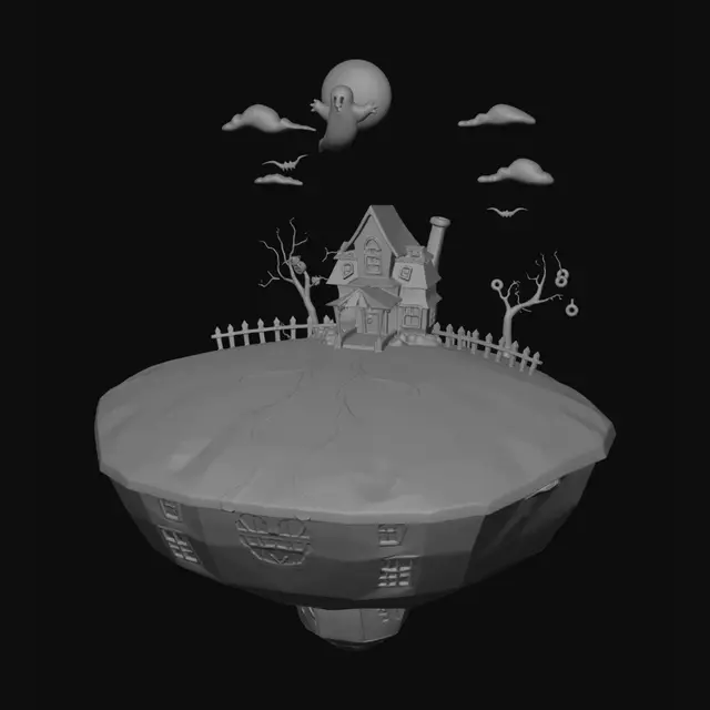 3D model for Moonlit Haunted House
