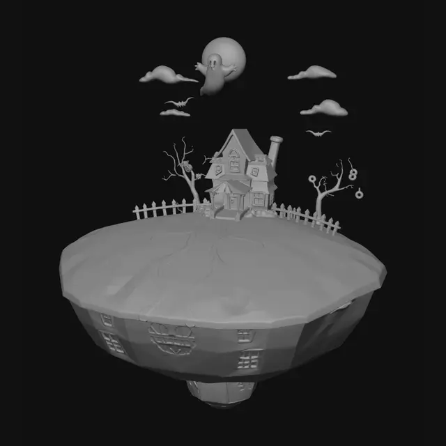 3D model for Moonlit Haunted House