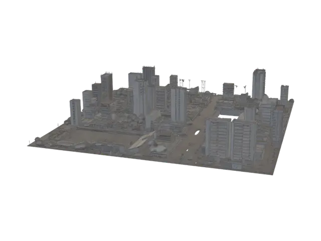 3D model for Aerial Cityscape with Green Fields