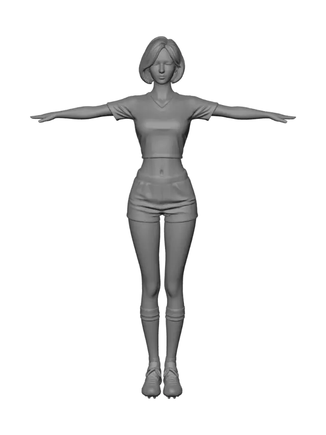 3D model for T-Pose in a White and Blue Sports Uniform