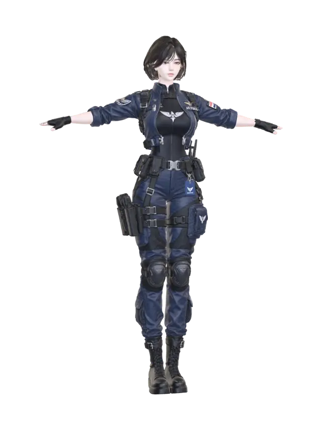 Sky Guard Commander: Rigged Tactical Character - Scout 3D model, vytvořený pomocí AI