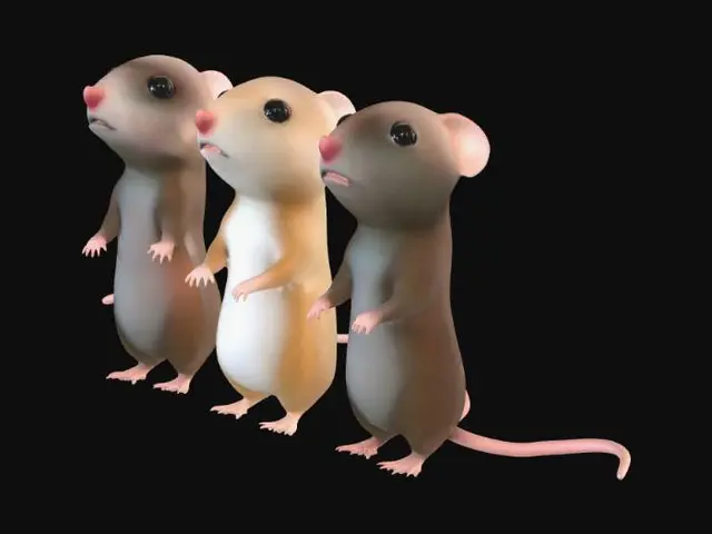 3D model for Three Tiny Mice, Three Curious Cats
