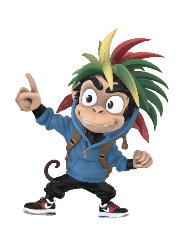 Rasta Monkey - Curious 3D model, vytvořený pomocí AI