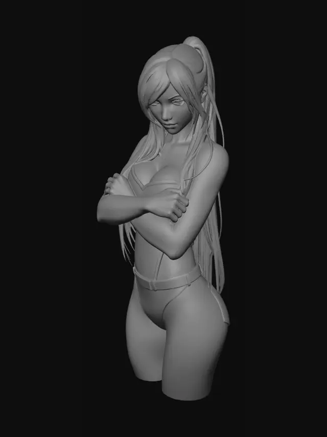 3D model for Popiersie Tify z Final Fantasy z rękami złożonymi na krzyż pod biustem