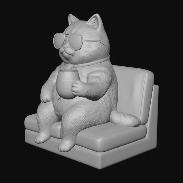 3D model for Gentleman Cat with Wine