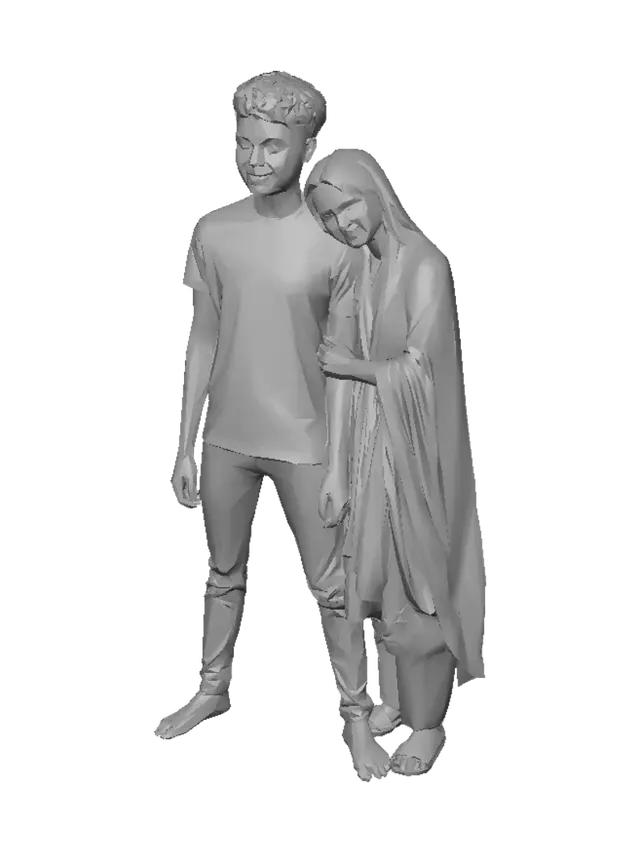 3D model for Two Friends in a Sunlit Park