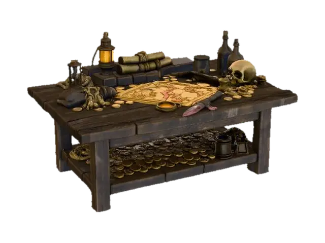 Pirate's Treasure Desk - Parrot 3D model, vytvořený pomocí AI